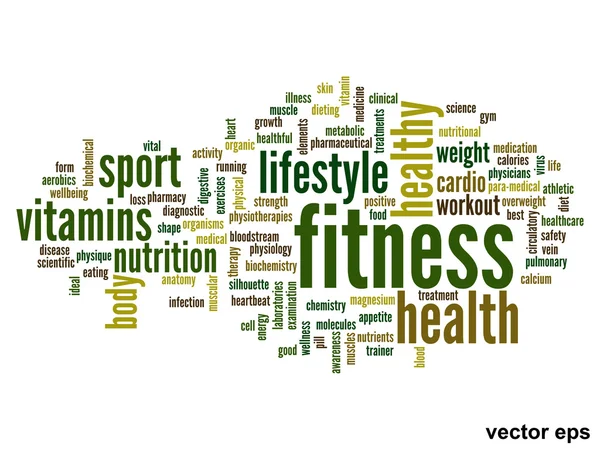 Fitness hälsa word cloud — Stock vektor