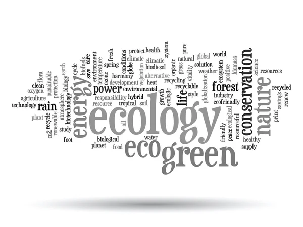 Conceito ou resumo conceitual ecologia verde ou energia e conservação texto nuvem palavra isolado em segundo plano — Fotografia de Stock