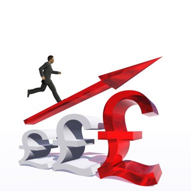 sembol üzerinde atlama işadamı