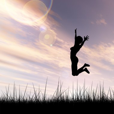 genç kadın siluet atlama