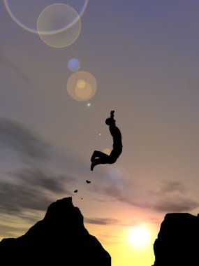 İşadamı siluet atlama