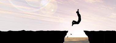 İşadamı siluet atlama