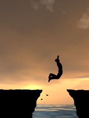 İşadamı siluet atlama