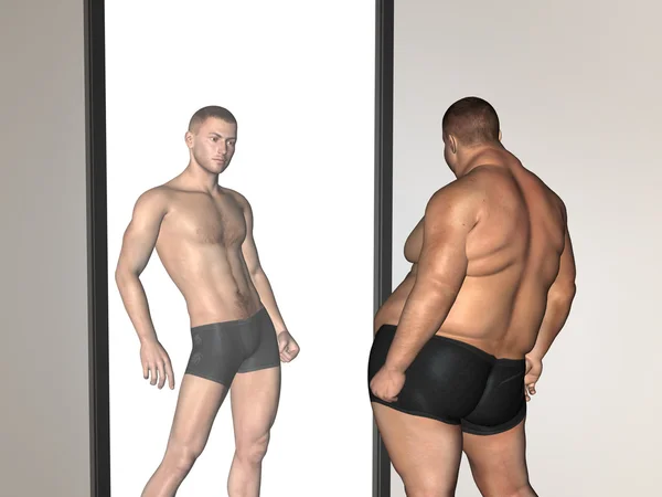 Konceptuella fett vs slim fit mannen — Stockfoto