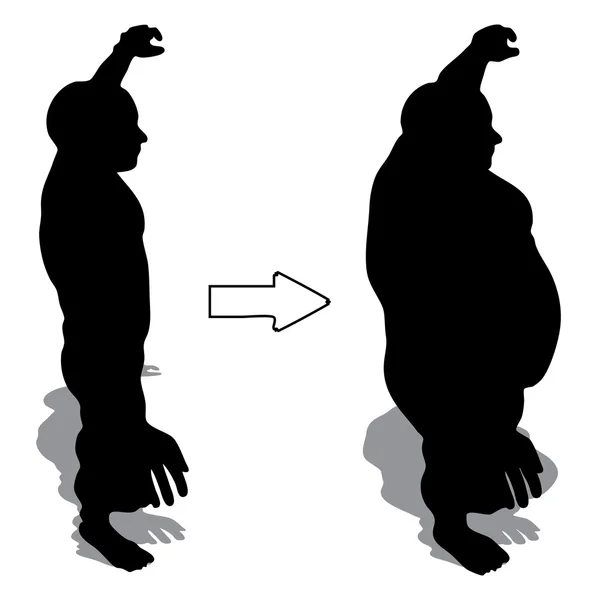 Nadváhu vs štíhlý muž silueta — Stock fotografie