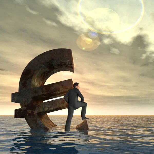 Euro symbol and businessman — Stock Photo, Image