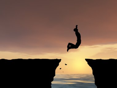 İşadamı siluet atlama