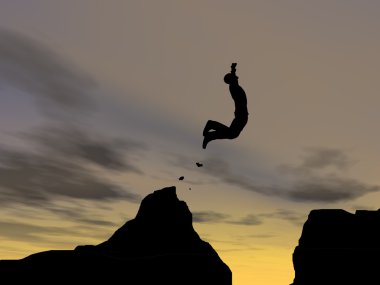 İşadamı siluet atlama