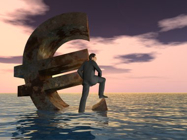 Euro simgesini ve işadamı