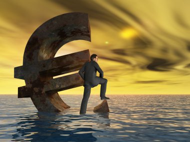 Euro simgesini ve işadamı