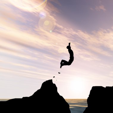 Erkekler silhouettees atlama