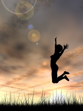 genç kadın siluet atlama