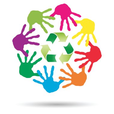 Yeşil geri dönüşüm sembolü olan daire