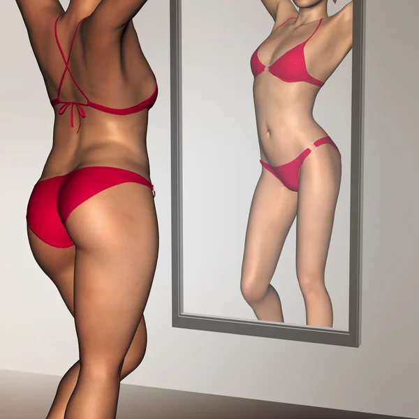 Overweight vs fit healthy, skinny woman — Stock Photo, Image