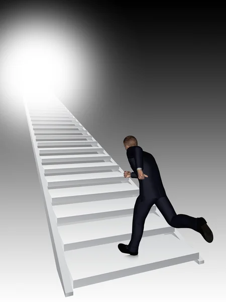 Человек бежит или поднимается по лестнице — стоковое фото