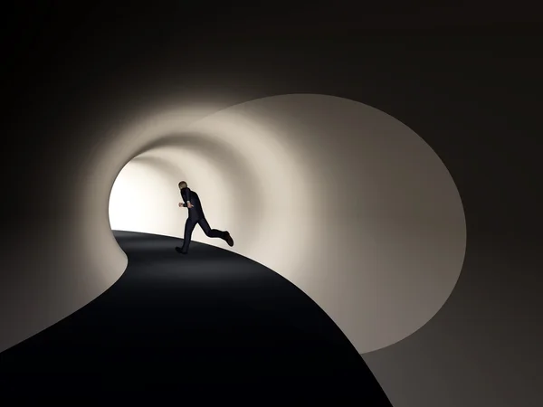 Hombre de negocios, túnel de camino oscuro — Foto de Stock