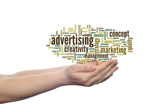 Marketing o publicidad palabra nube o wordcloud — Foto de Stock