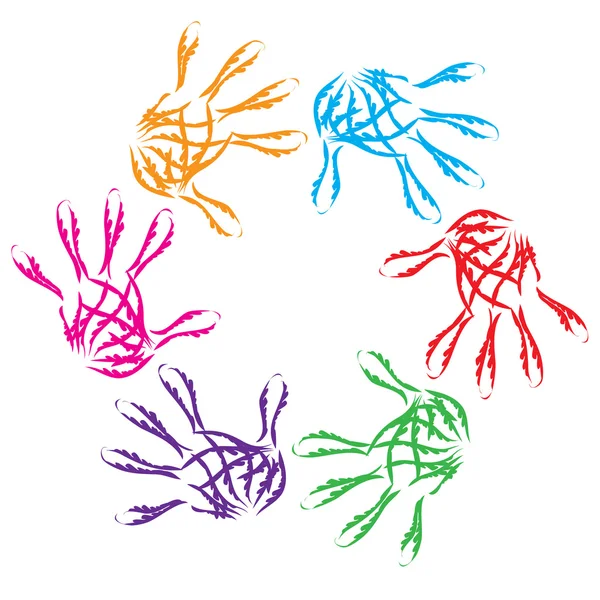 Bunte Farbe Hand Print Kreis — Stockfoto