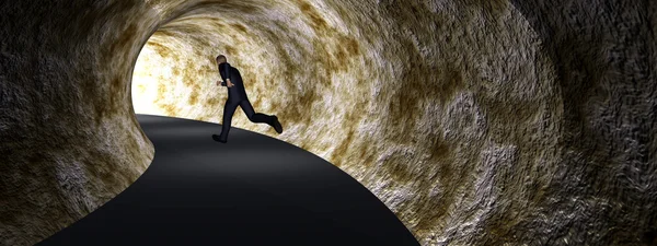ビジネスの男性、最後の背景の光のトンネル — ストック写真