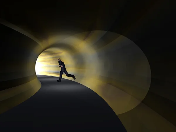 ビジネスの男性、最後の背景の光のトンネル — ストック写真