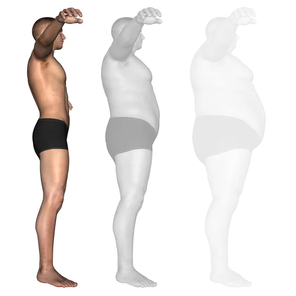 과 체중 vs 슬림 맞는 남자 — 스톡 사진