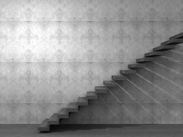 Holztreppe oder Stufen in der Nähe einer Mauer — Stockfoto