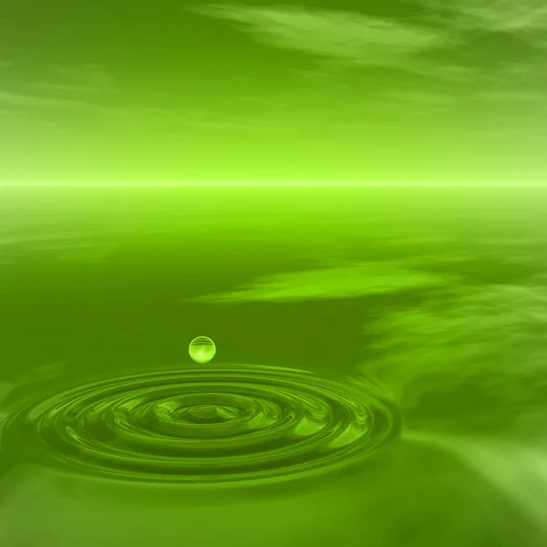 緑の液滴落下 — ストック写真