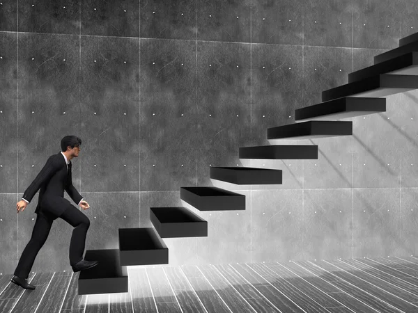 Geschäftsmann klettert auf eine Treppe — Stockfoto