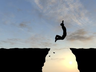 İşadamı siluet atlama