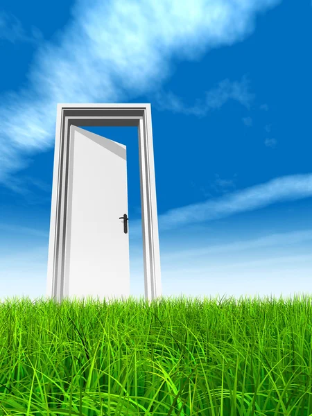 Opened door at horizon — Stock Photo, Image