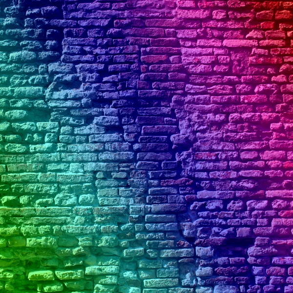 Έννοια ή εννοιολογική πολύχρωμα ζωγραφισμένα ή παλιά vintage grungy τοίχο από τούβλα ή αστική περιοχή — Φωτογραφία Αρχείου