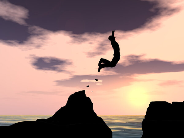 businessman silhouette jumping