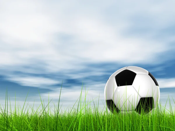 Fotboll boll på gräs — Stockfoto