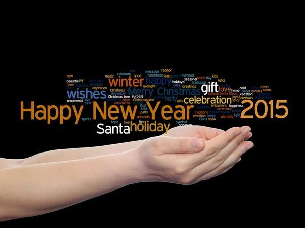 Feliz año nuevo palabra nube — Foto de Stock