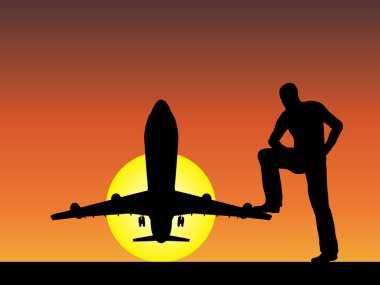 uçak veya jet uçuş ve güneş