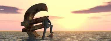 Euro simgesini ve batan işadamı