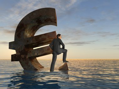 Euro simgesini ve batan işadamı