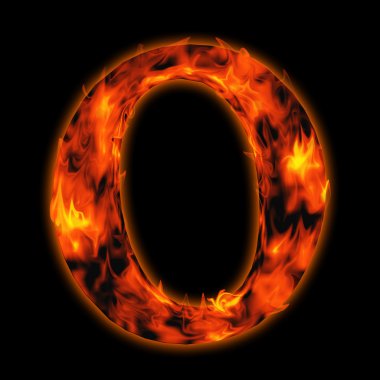 Kavram kavramsal kırmızı sıcak yanan ateş yazı siyah arka plan üzerine izole kırmızı ve turuncu alevler içinde