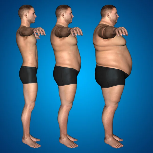과 체중 vs 슬림 맞는 남자 — 스톡 사진