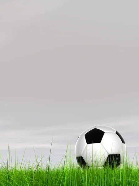 Fotboll i färskt gräs — Stockfoto