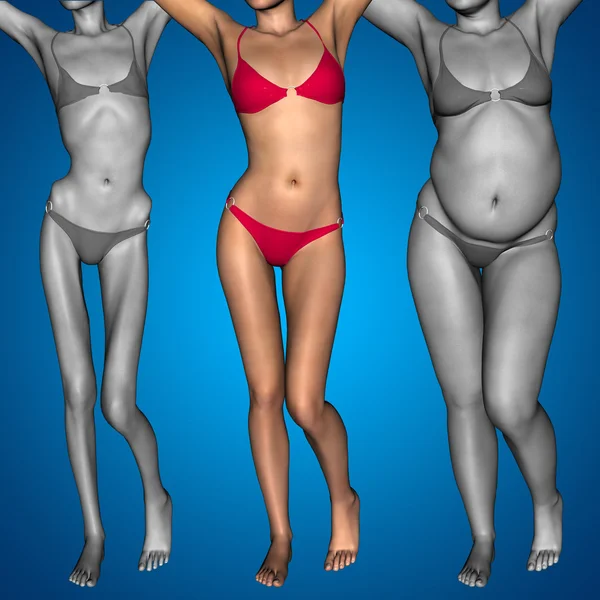 여성과 체중 vs 맞는 건강 — 스톡 사진