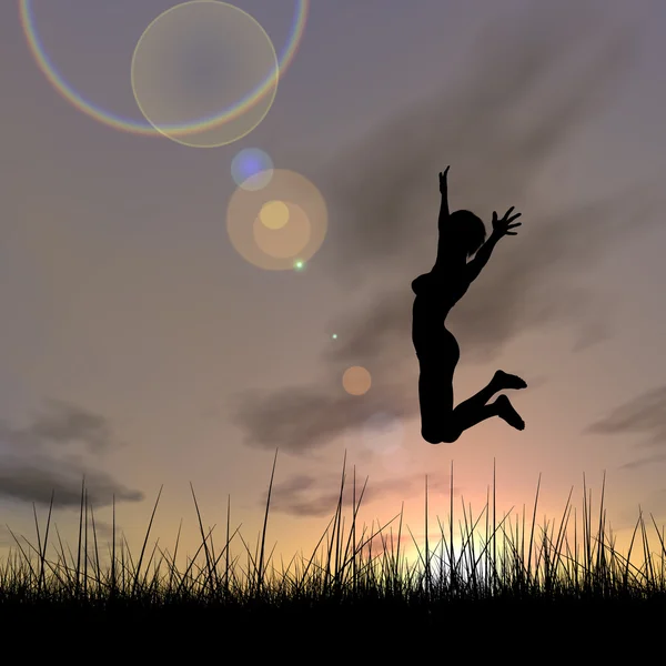 Mujer de negocios silueta saltar — Foto de Stock