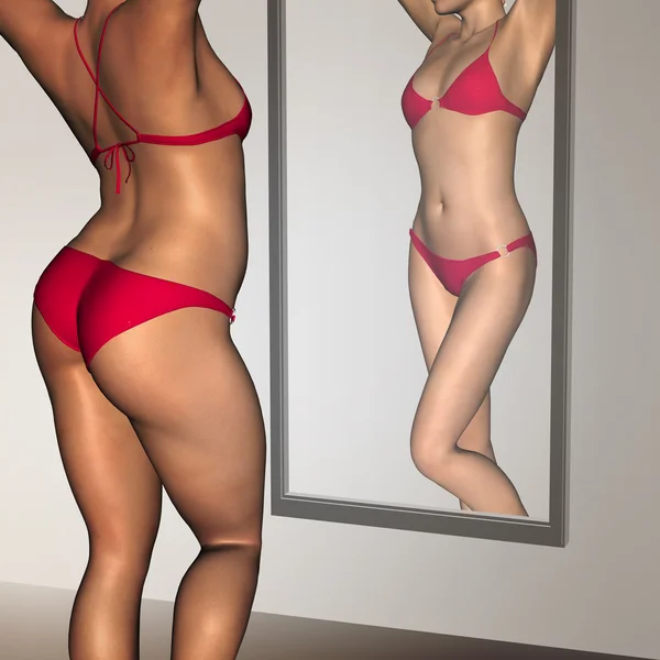 Sobrepeso vs ajuste mulher saudável — Fotografia de Stock
