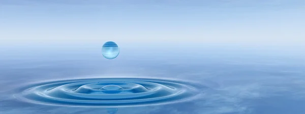 Gota cayendo en el agua con ondas — Foto de Stock