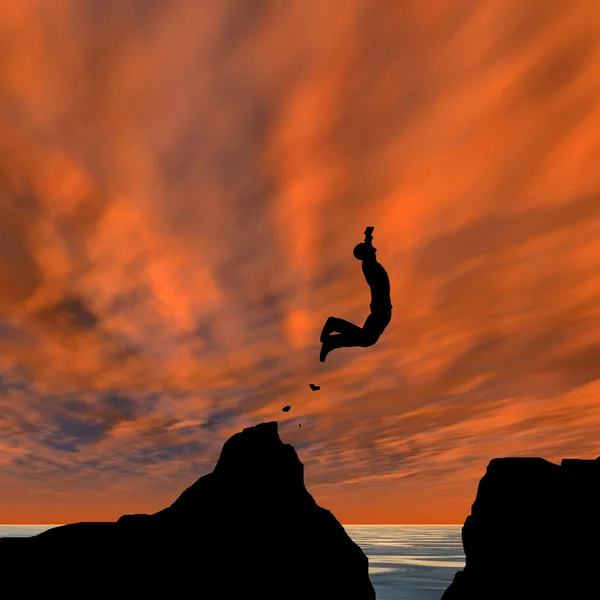 Businessman silhouette jumping — Stock Photo, Image