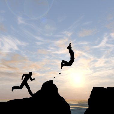 İşadamı siluet atlama