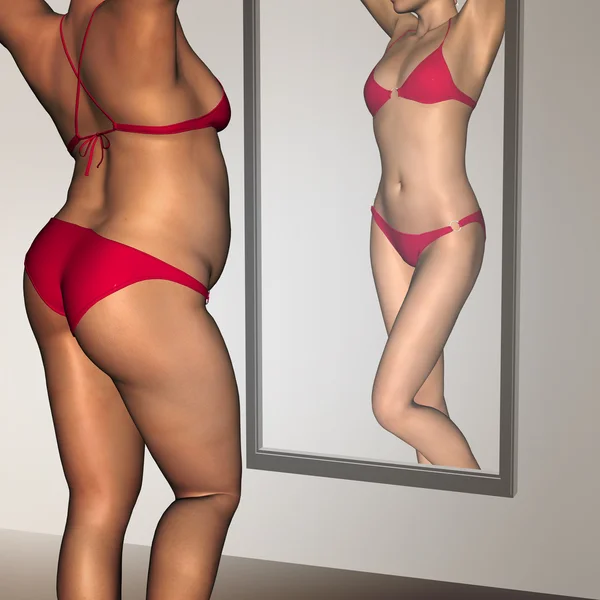 Overweight vs fit healthy woman — Stock Photo, Image