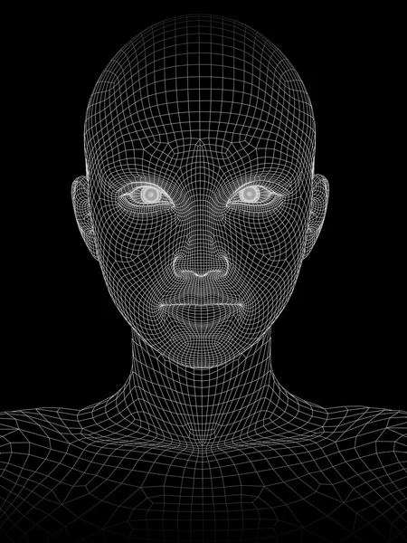 Дротяна рамка людської жіночої голови — стокове фото