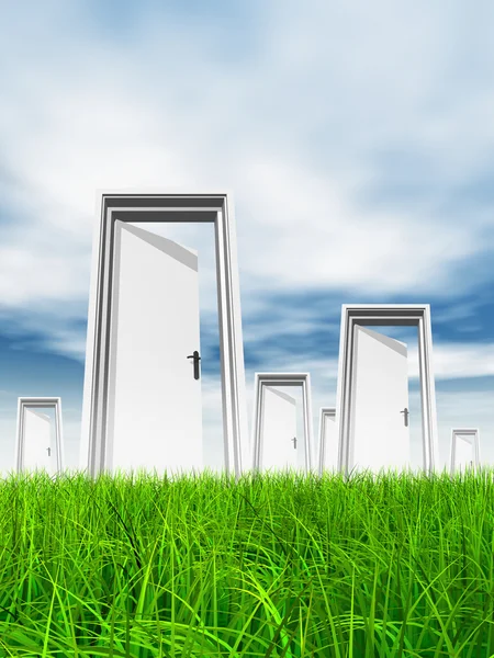 Opened door at horizon — Stock Photo, Image