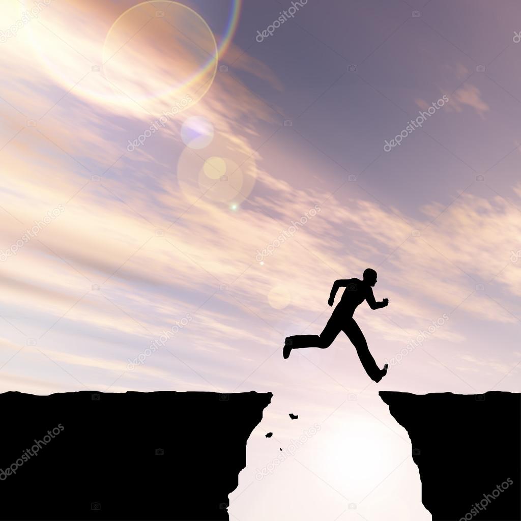 businessman silhouette jumping